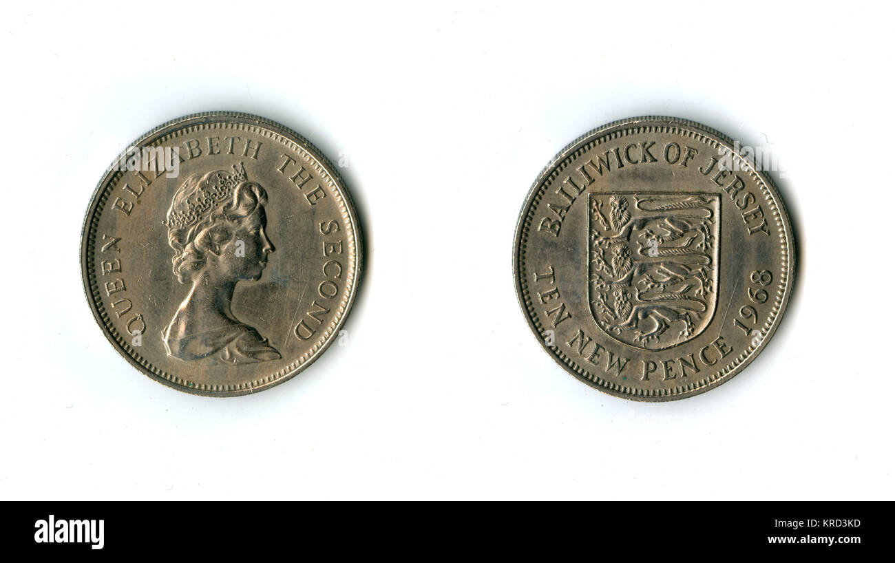 Bailiwick de Jersey coin, dix nouvelles penny Banque D'Images