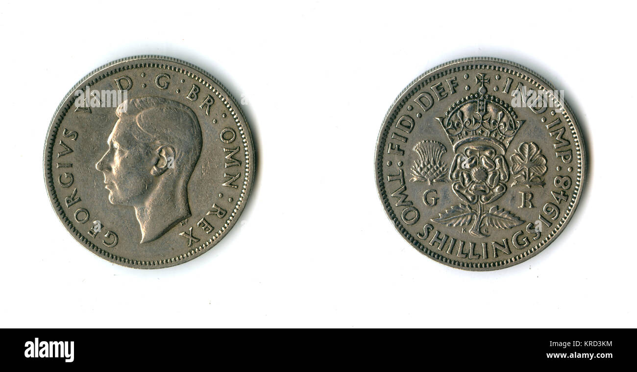 Pièce de monnaie britannique, George VI florin Banque D'Images