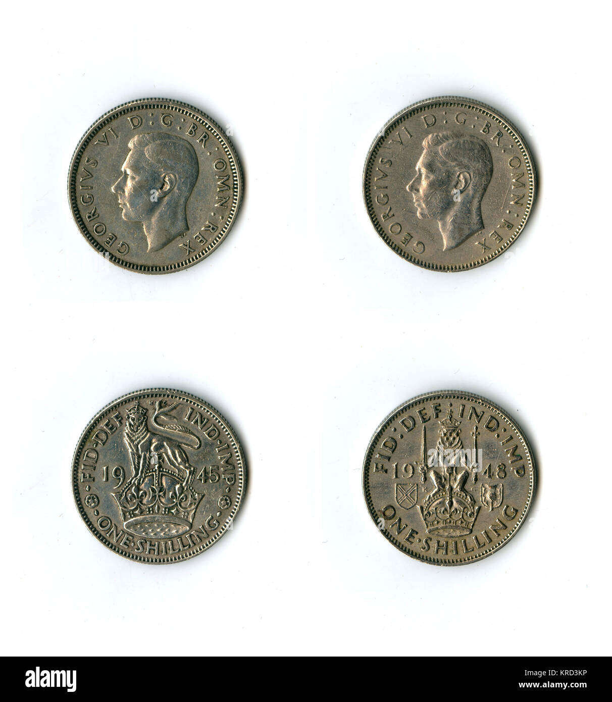 Pièces de monnaie britanniques, deux shillings de George VI Banque D'Images