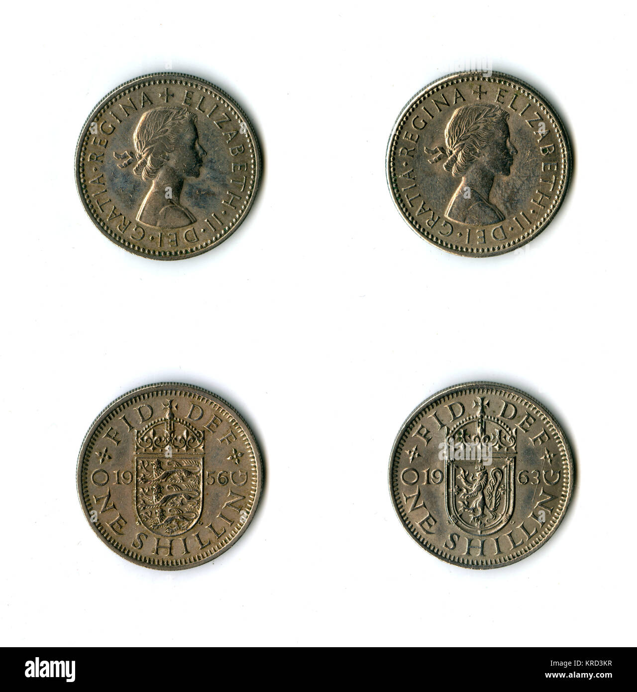 Pièces de monnaie britanniques, deux shillings Elizabeth II Banque D'Images