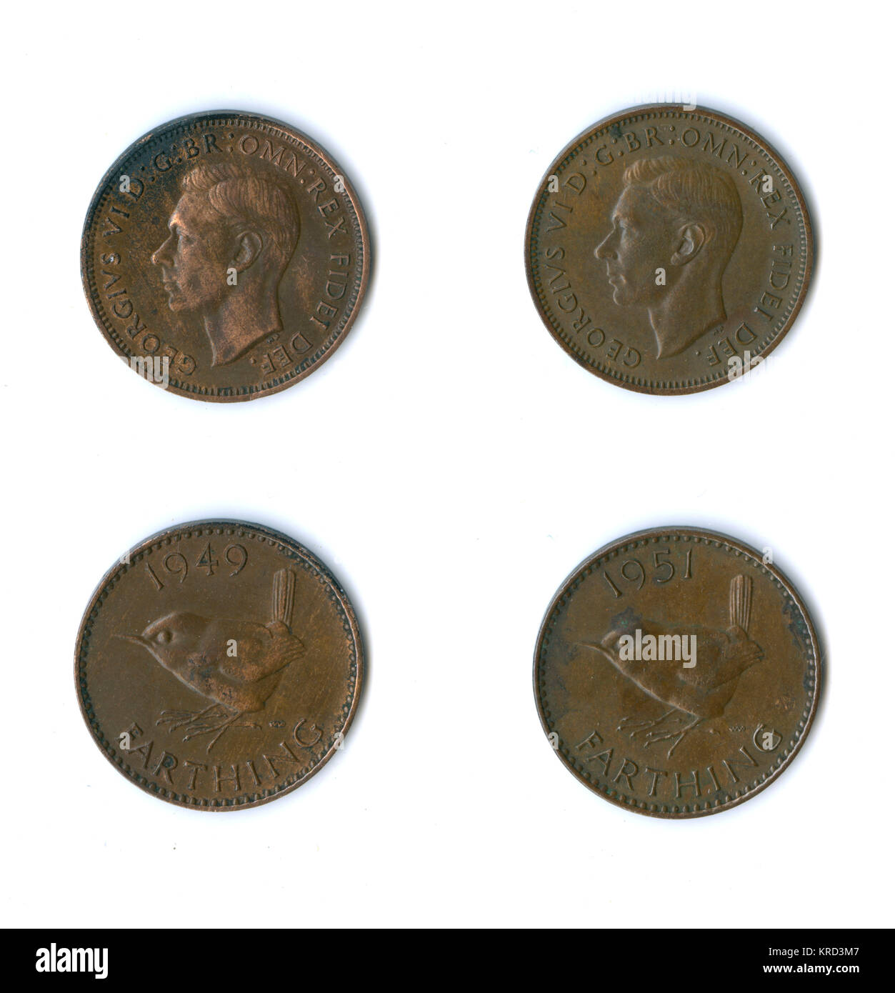British coins, deux farthings de George VI Banque D'Images