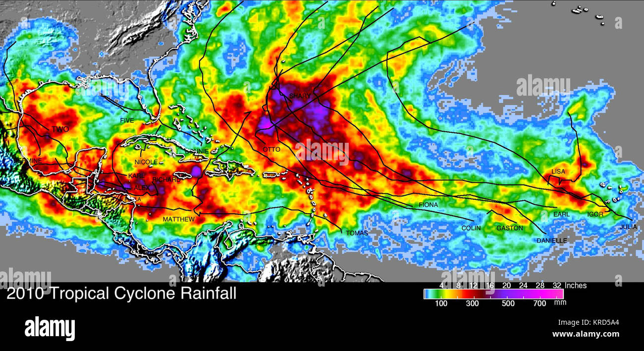 2010 précipitations des ouragans dans l'Atlantique Banque D'Images 2010 précipitations des ouragans dans l'Atlantique Banque D'Images