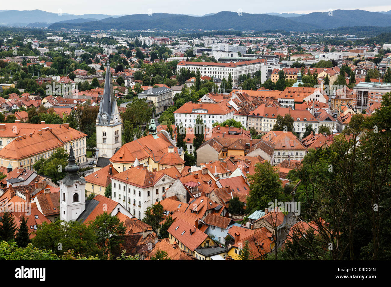 Vue sur le centre-ville de Ljubljana, Slovénie du Château Banque D'Images