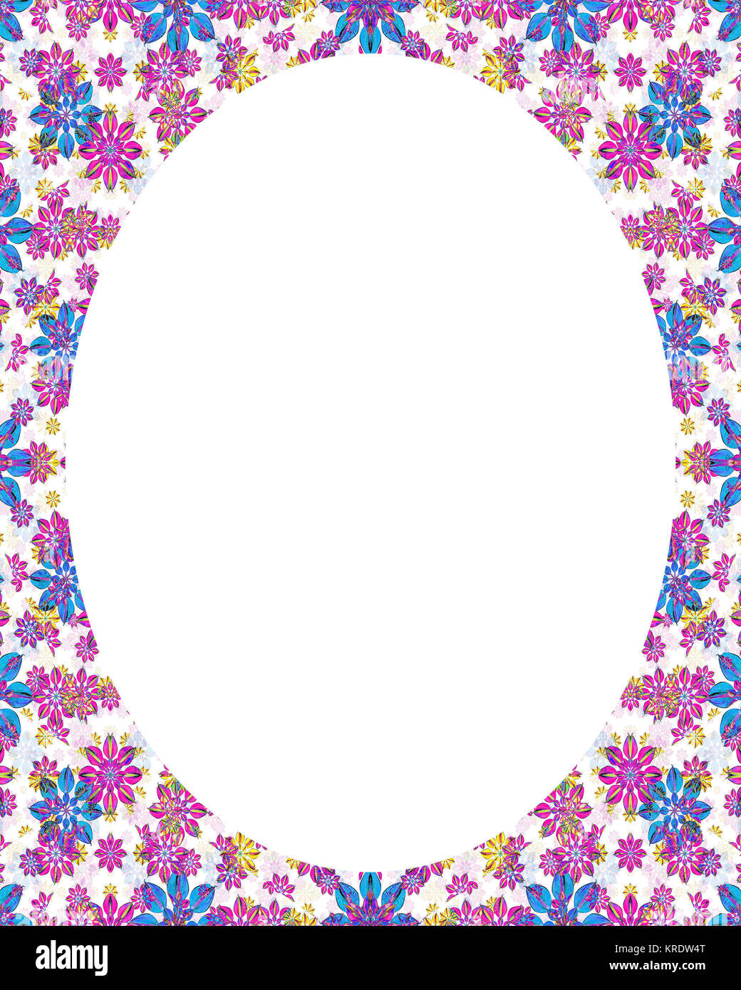 Circle Frame Background avec frontières Floral Décoration Banque D'Images