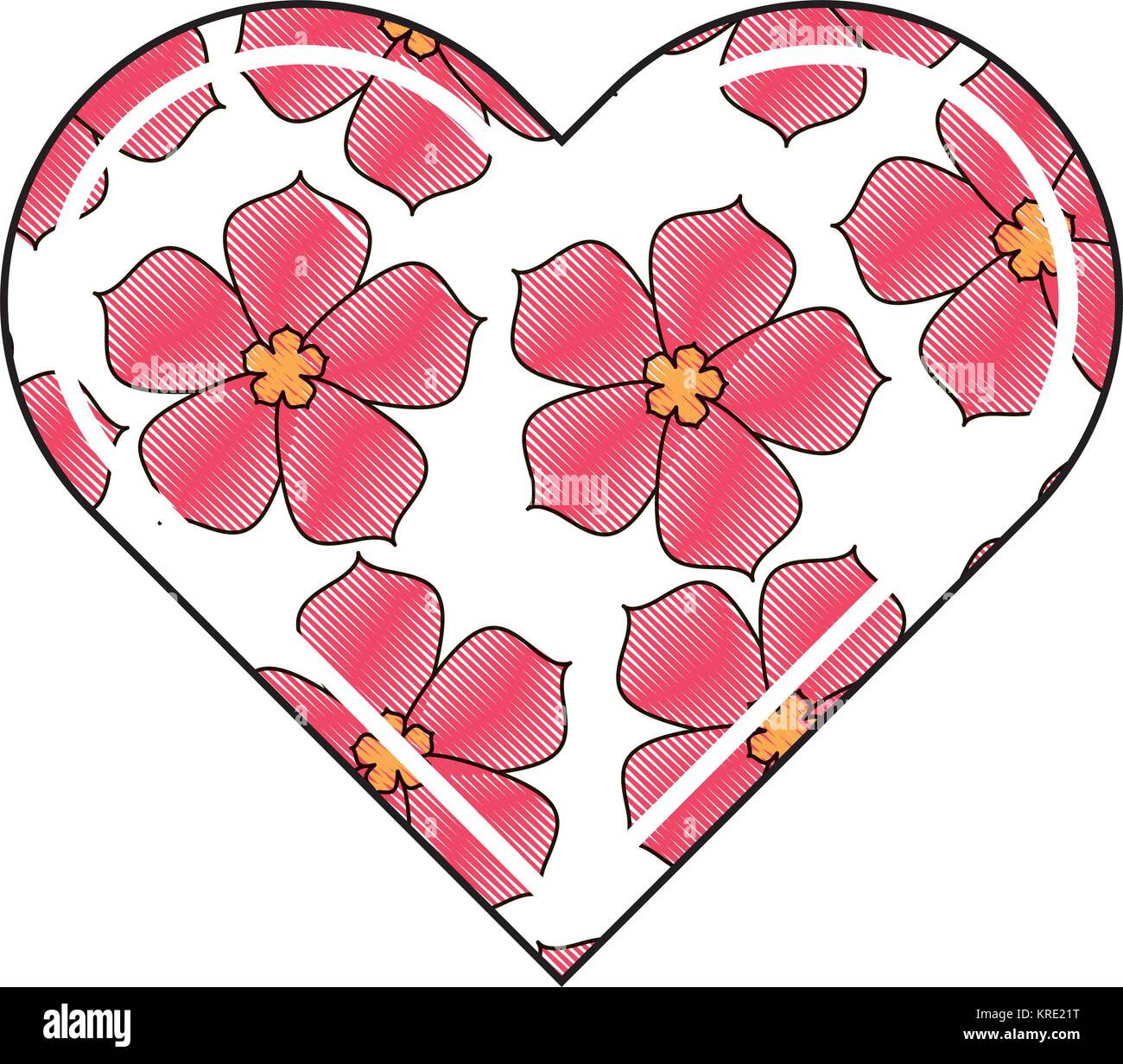 Cœur amour sakura fleur motif traditionnel Illustration de Vecteur