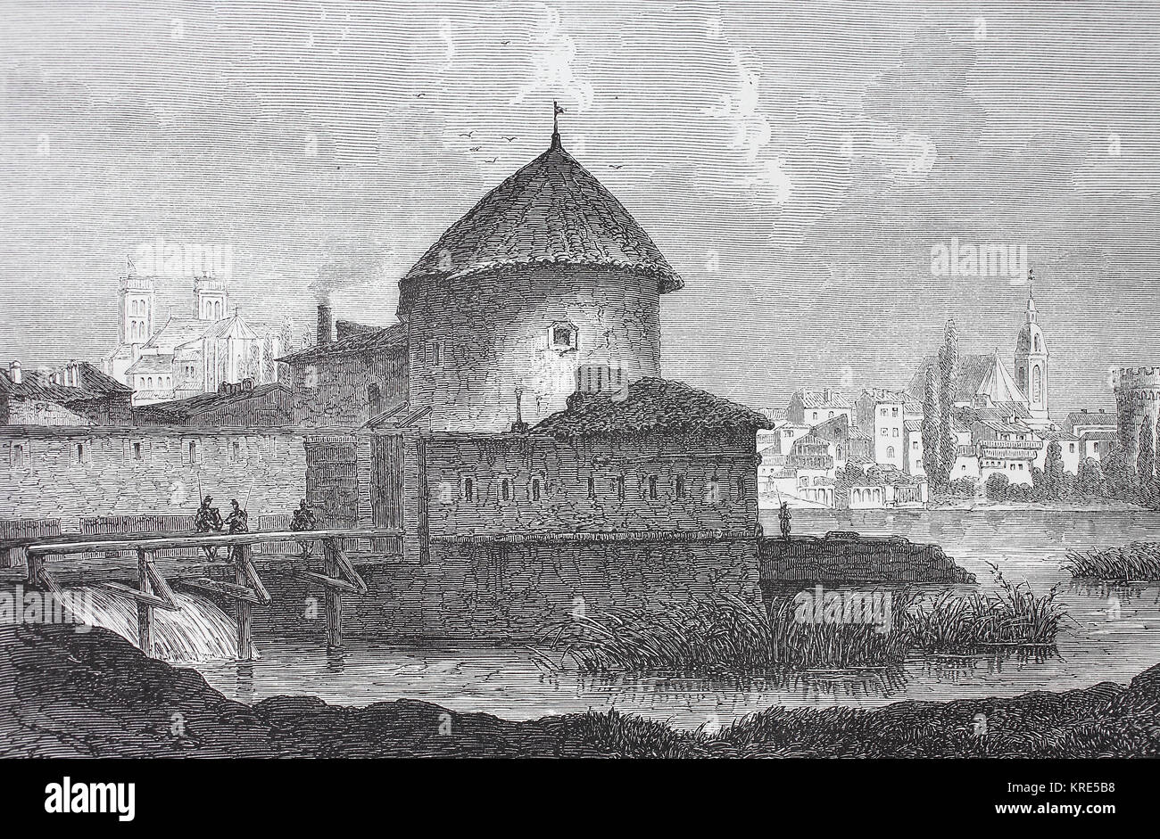 Vue de la forteresse de Verdun autour de 1870, la France, la guerre franco-allemande, l'amélioration numérique 1870/1871 reproduction d'une gravure sur bois à partir de l'année 1880 Banque D'Images