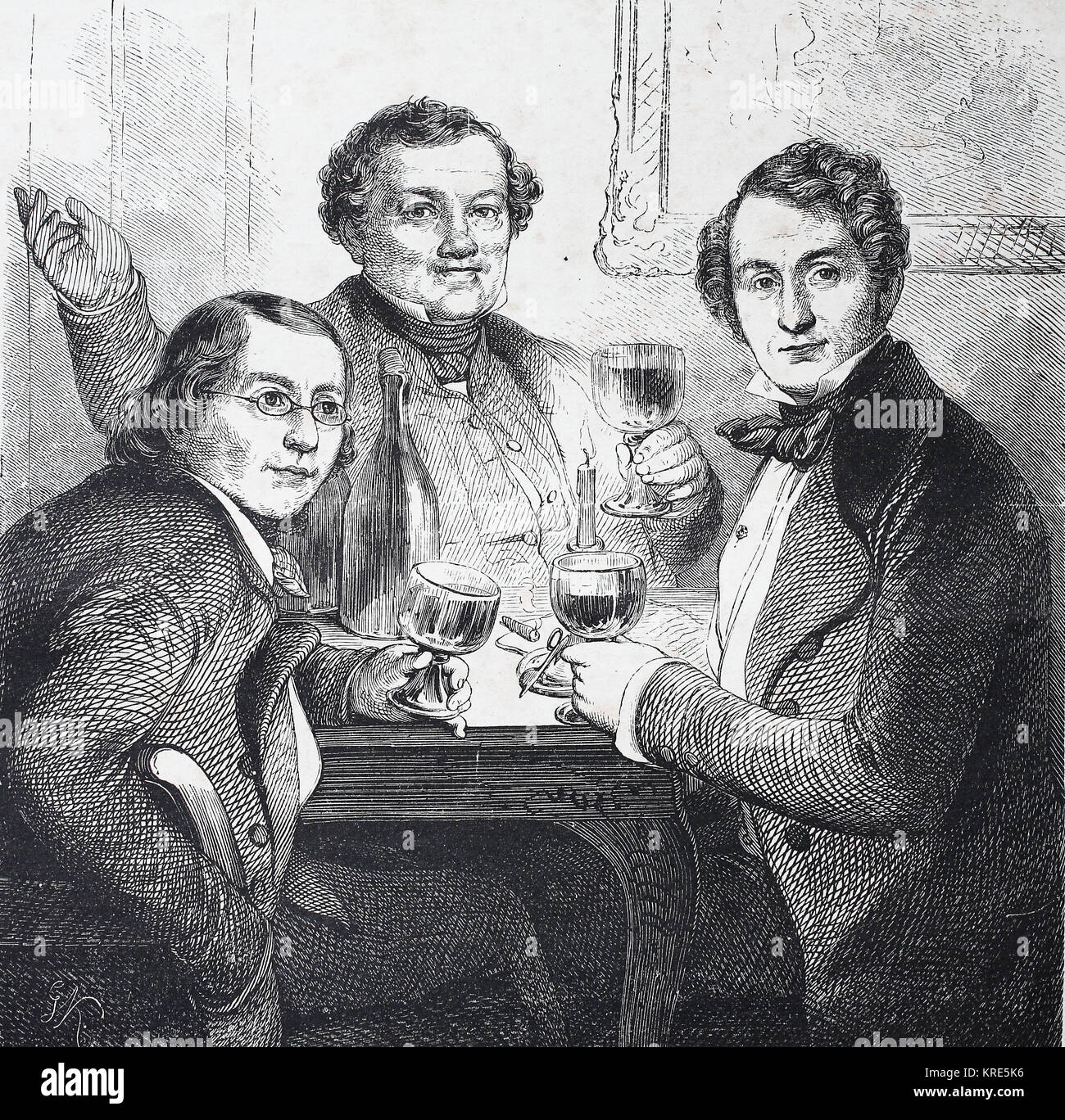 Gauche, Karl Borromaeus Herlosssohn, Sebastian Georg Karl Reginald Herloss, 1er septembre 1804 -10. Décembre 1849, est un écrivain, journaliste et enc Banque D'Images