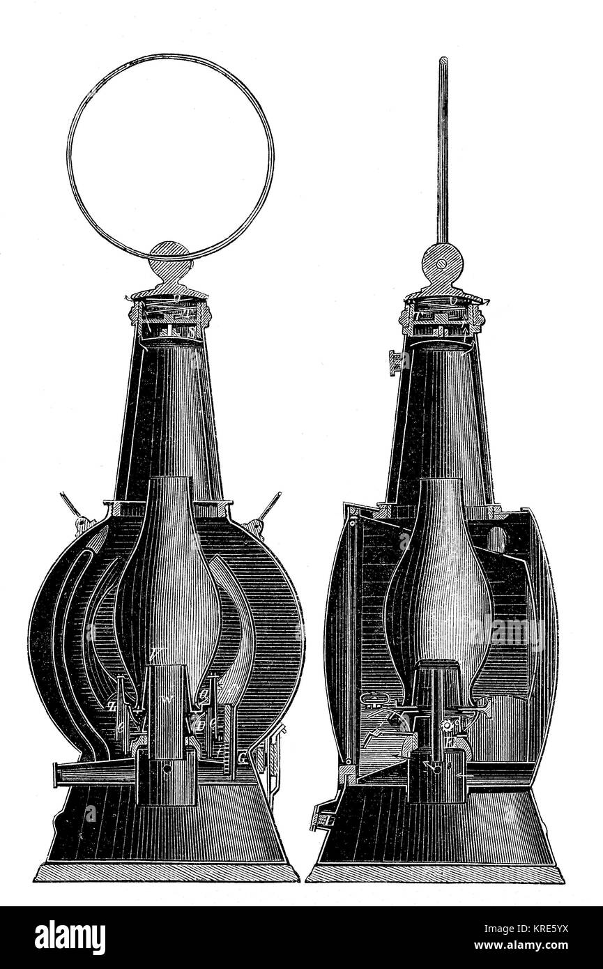 Plongée Fullers lantern, dessin de vertical signifie à angle droit, lanterne pour sous l'eau, l'amélioration numérique reproduction d'une gravure sur bois à partir de l'année 18 Banque D'Images