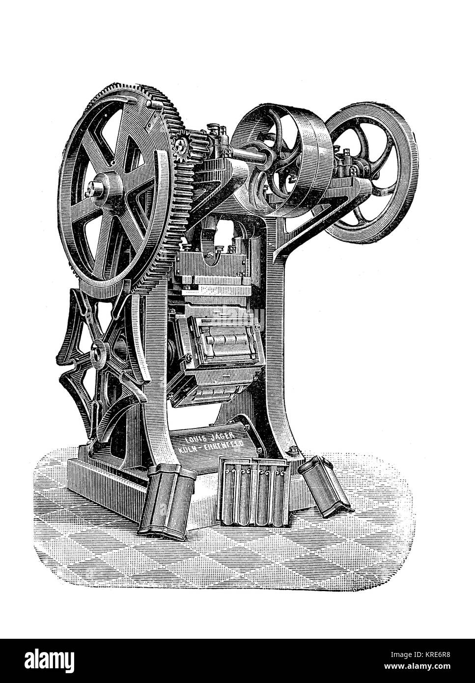 Tuile de toiture d'un revolver, une machine pour la fabrication de tuiles pressées par Louis Jaeger, Cologne-Ehrenfeld, Allemagne, produit industriel à partir de t Banque D'Images