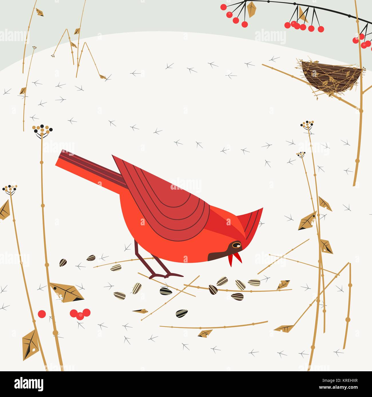 Le cardinal rouge Red Bird Illustration de Vecteur