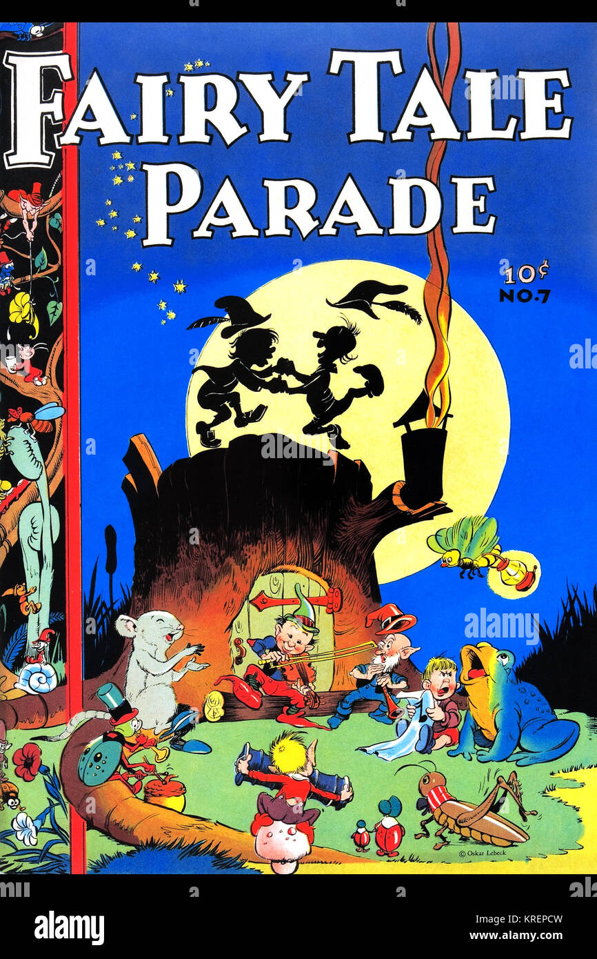 '1943 comic book couvrir de créatures fantasy ayant une partie sous une pleine lune. Oskar Lebeck (Août 30, 1903[1] ? Le 20 décembre, 1966) était une étape/illustrateur, écrivain et éditeur (surtout de la littérature pour enfants) qui est surtout connu pour son rôle dans l'établissement de Dell Comics durant les années 30 et 40 ' Banque D'Images