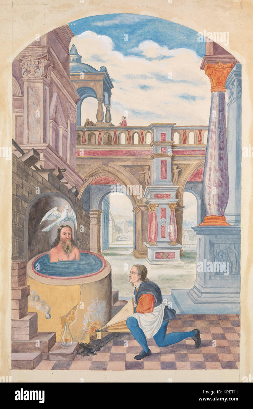 <a href ='http://wellcomelibrary.org/player/b11966361' >Download wellcomelibrary.org </a > ce de Salomon Trismosin après son seizième siècle manuscrit alchimique, Splendor Solis. 38811J0264 RRd / Wellcome Library Banque D'Images