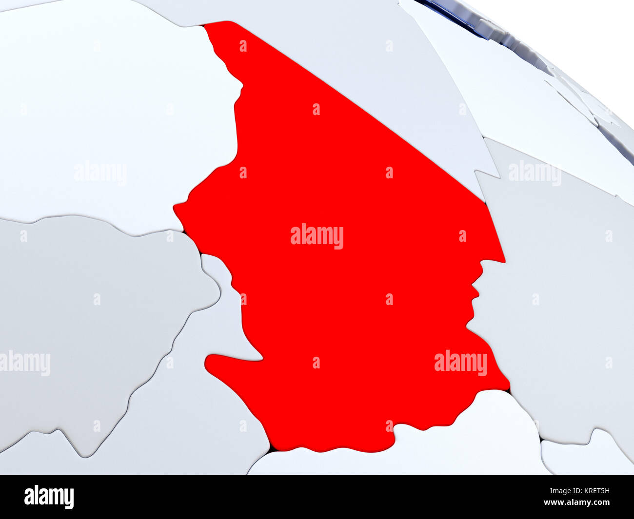 Le Tchad sur carte du monde Banque D'Images