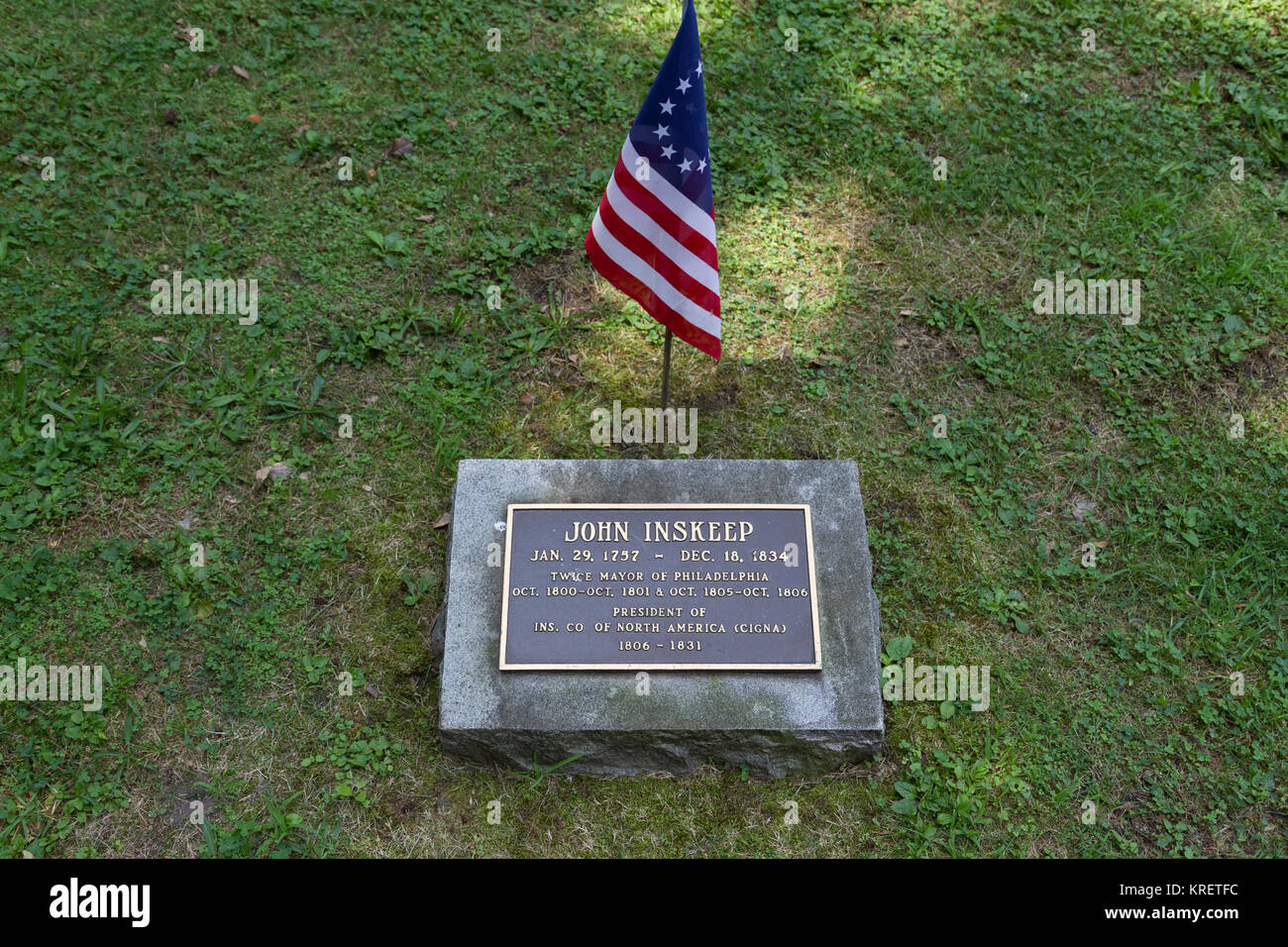 La tombe de John Inskeep, deux fois maire de Philadelphie, dans le cimetière de Christ Church, Philadelphie, Pennsylvanie, États-Unis. Banque D'Images