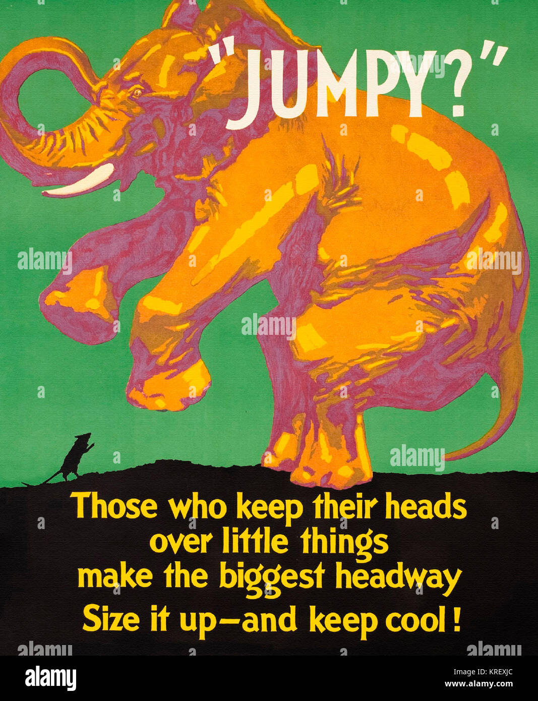 Affiche d'incitation de l'éléphant Jumpy Banque D'Images