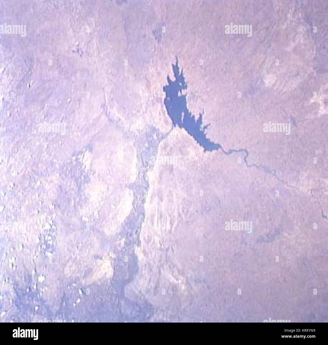 Photo satellite du lac Delcommune Banque D'Images