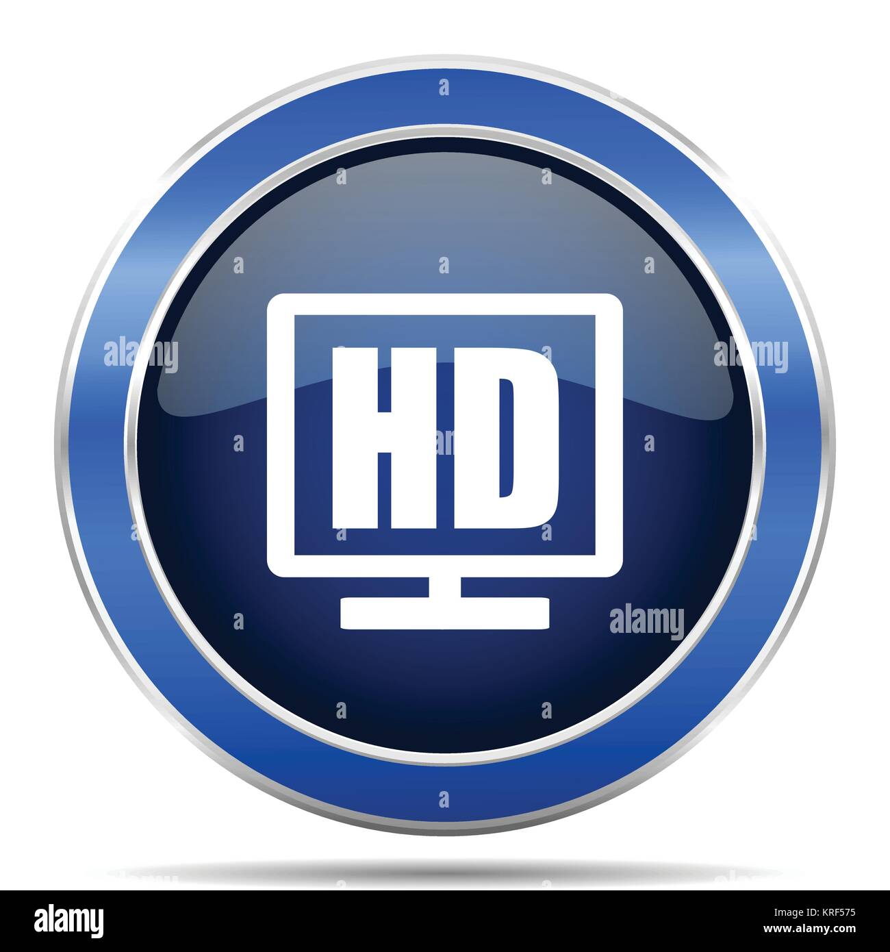 L'affichage HD argent métallique brillant bleu ronde vecteur icône. La conception moderne des applications web et mobiles en eps 10 bouton Illustration de Vecteur