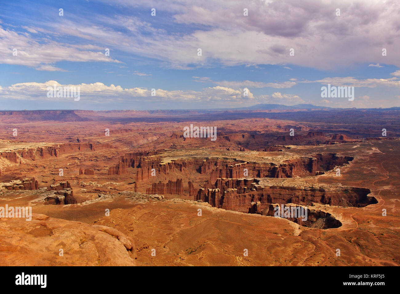 Vue aérienne de canyons abrupts du sommet d'une haute mesa, Île dans le ciel, Canyonlands National Park, Utah, USA Banque D'Images