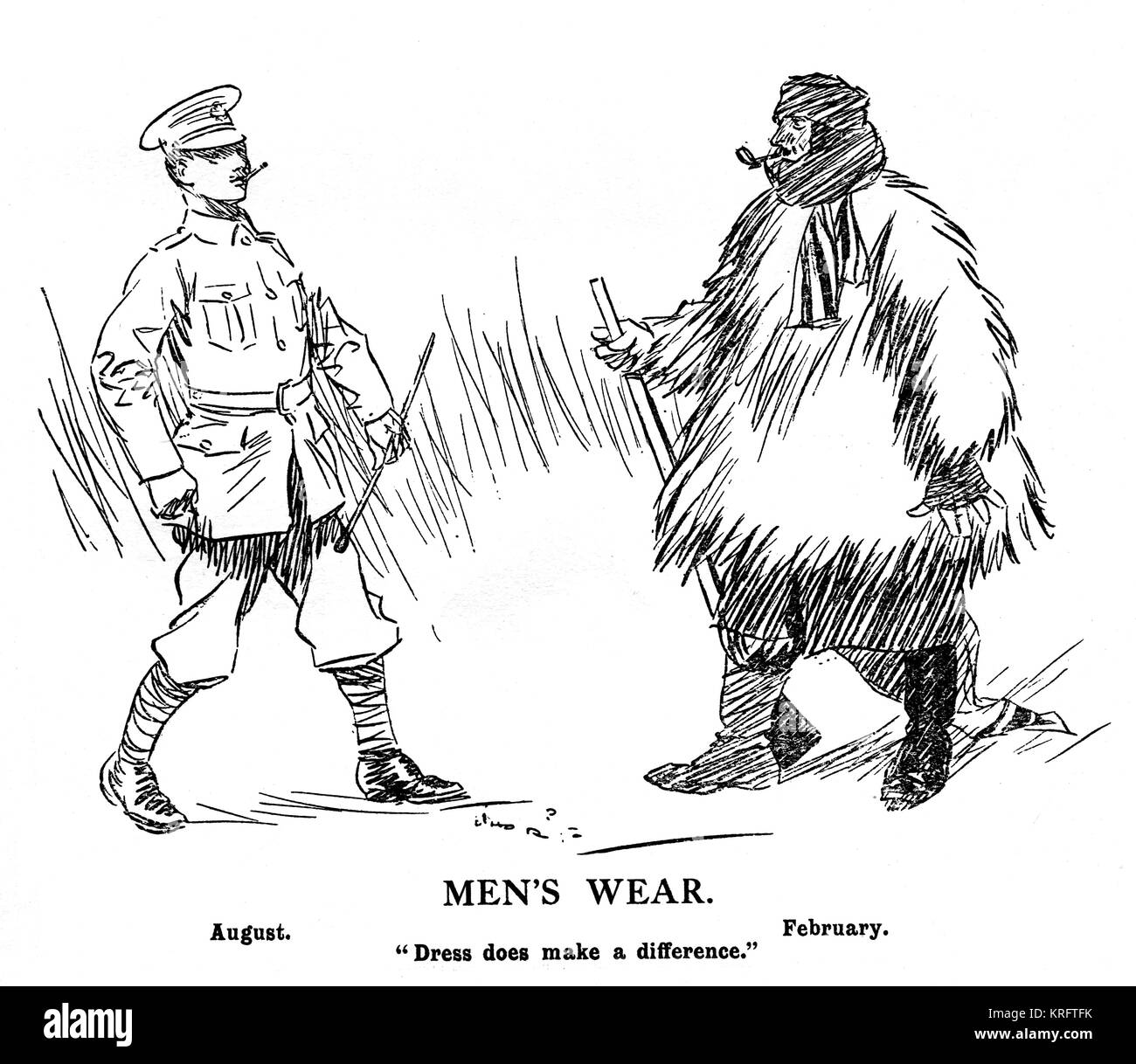 Vêtements pour hommes en WW1, août et février par J. H. Thorpe Banque D'Images