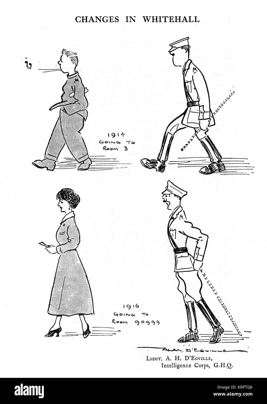 Changements dans Whitehall, WW1 caricature Banque D'Images