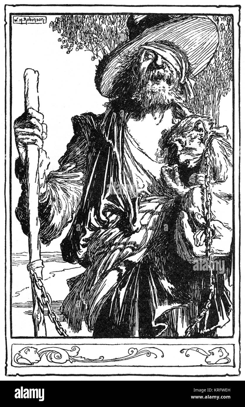 Maître Peter de Don Quichotte, par William Heath Robinson Banque D'Images