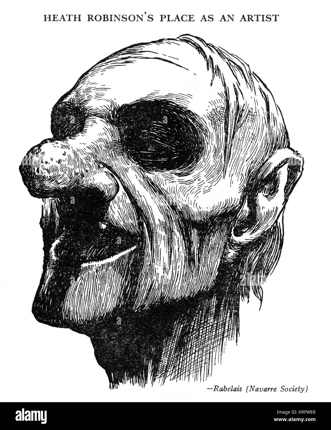 Tête grotesque, illustration de William Heath Robinson Banque D'Images