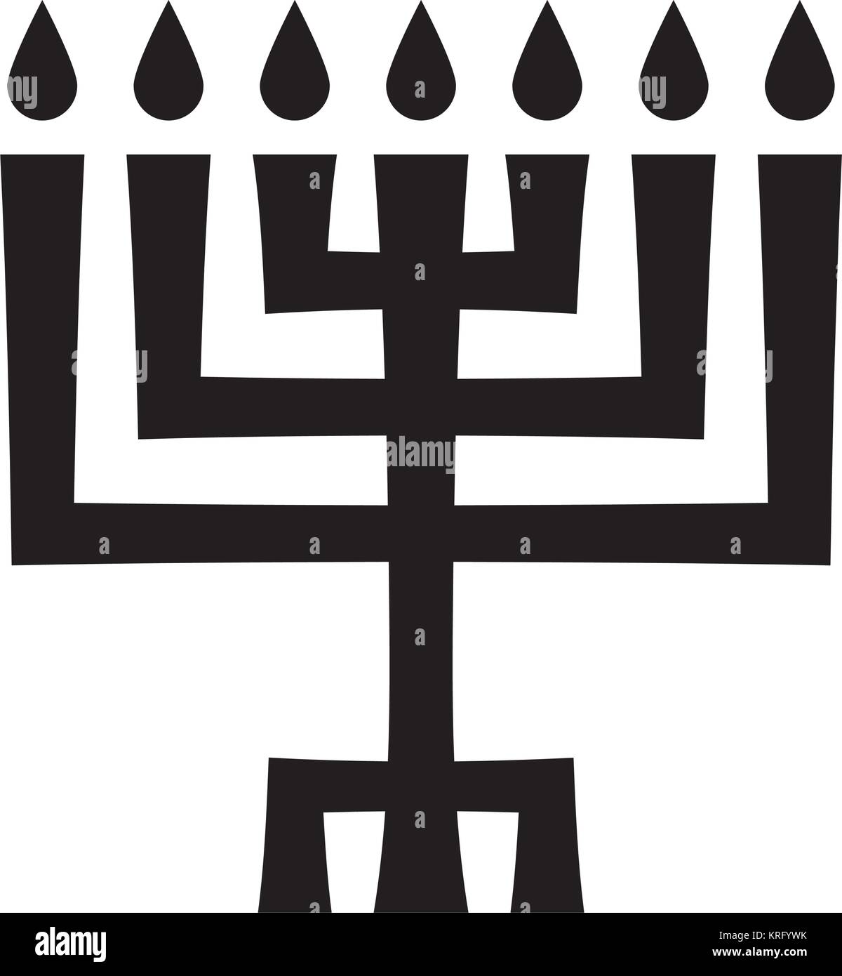 L'hébreu ancien menorah (chandelier à sept), candélabre sacré avec sept lampes, utilisées dans le Temple de Jérusalem. Symbole religieux du judaïsme. Illustration de Vecteur