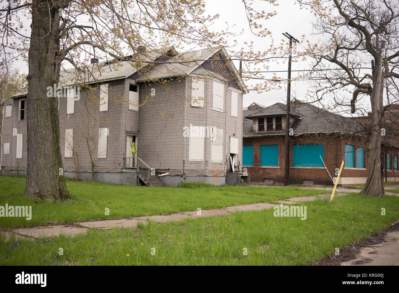 Bâtiment abandonné Detroit Michigan Immobilier délabré Banque D'Images