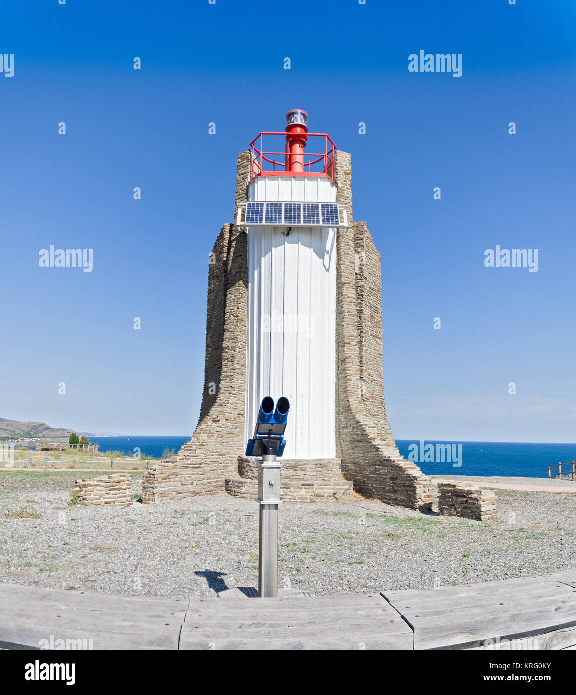 Phare du Cap Cerbère, Languedoc-Roussillon, France Banque D'Images Phare du Cap Cerbère, Languedoc-Roussillon, France Banque D'Images