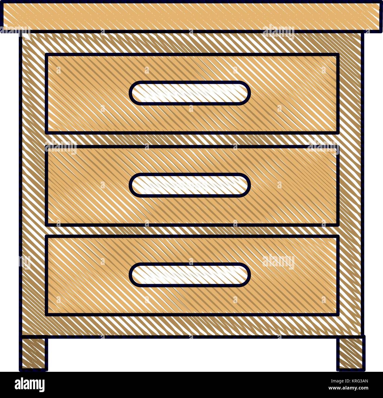 Commode en vue de face silhouette crayon de couleur Illustration de Vecteur