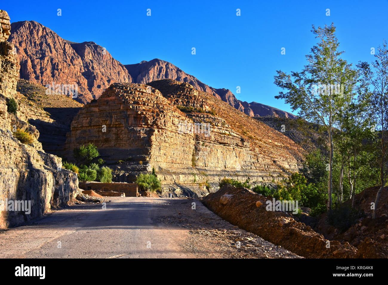 Vue paysage de montagnes du Haut Atlas, Maroc Banque D'Images