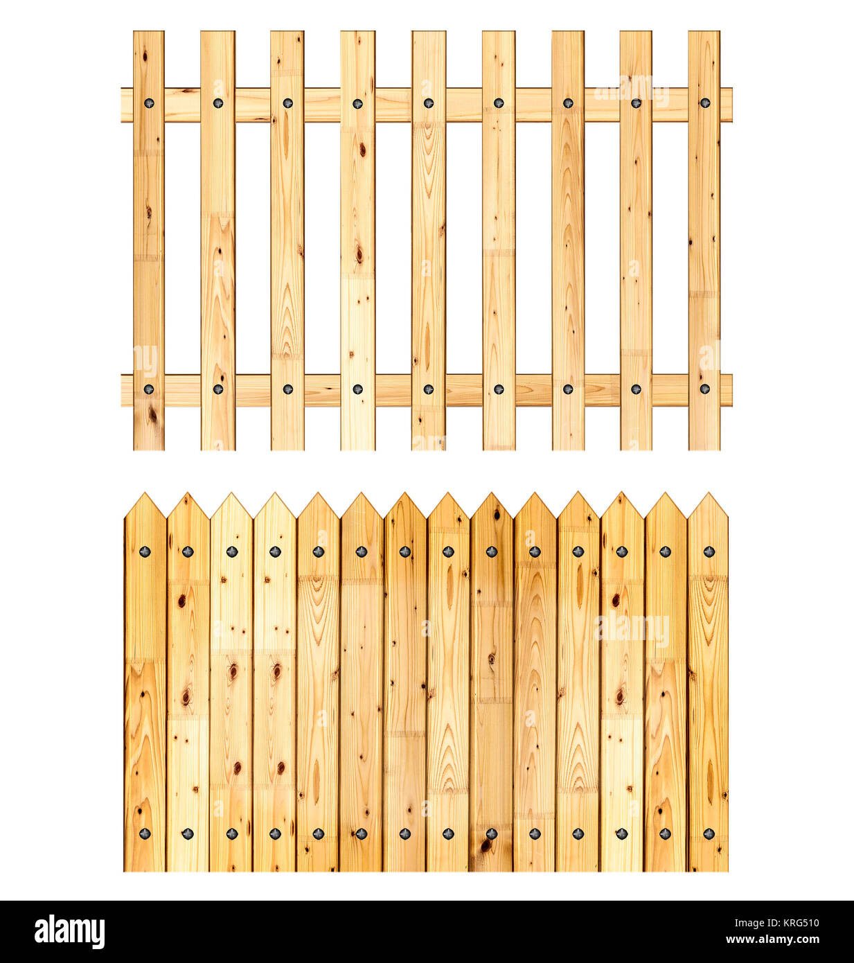 Clôture en bois sur fond blanc Banque D'Images