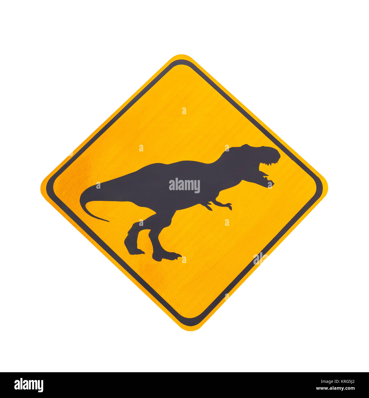 Le trafic avec l'étiquette jaune isolé pictogramme dinosaure Banque D'Images