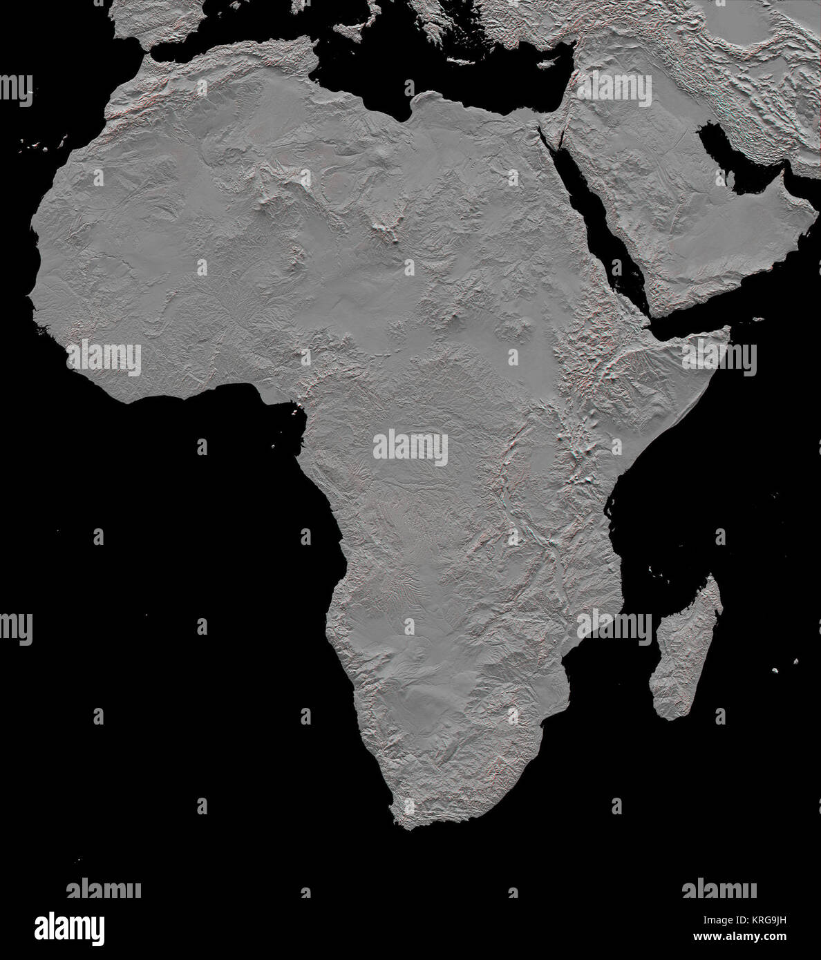 Carte du relief de l'Afrique Banque D'Images