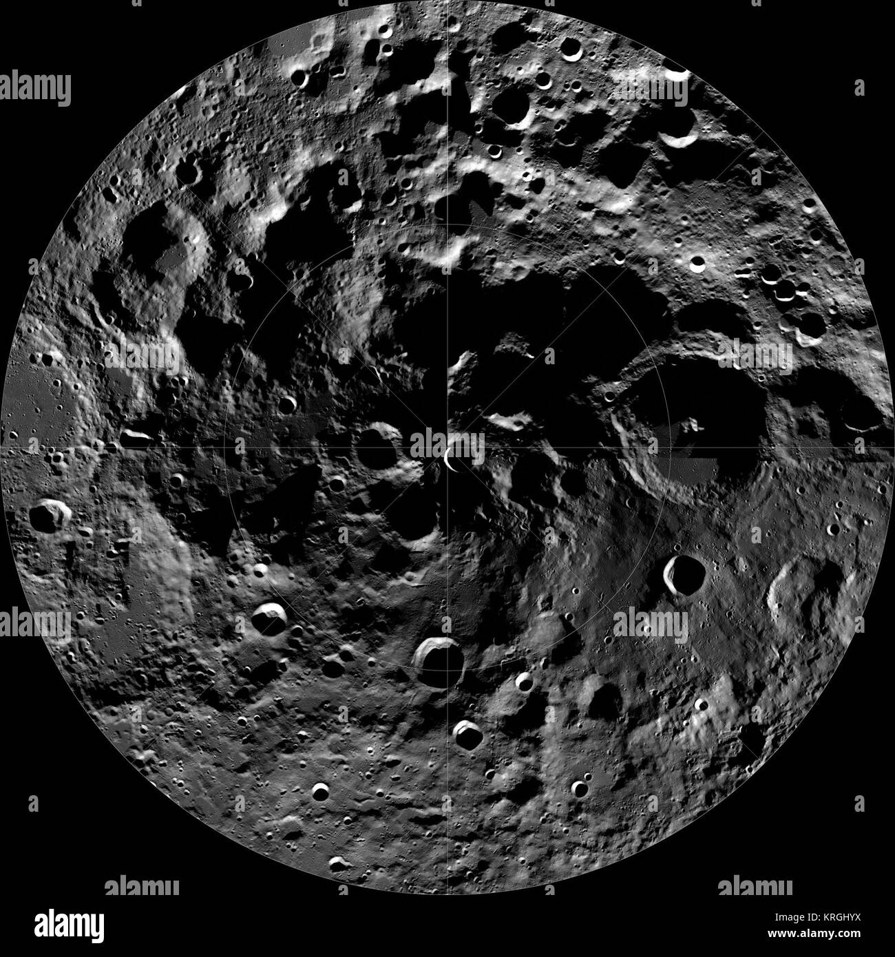 WAC LRO Mosaïque Pôle Sud Banque D'Images
