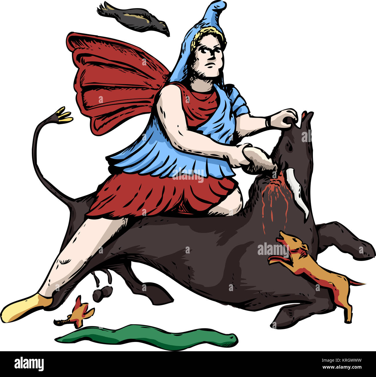 Illustration de Mithra tuant un taureau noir Banque D'Images