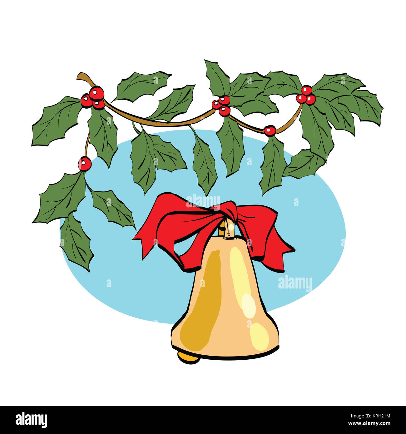 Christmas bell sur berry branch Banque D'Images