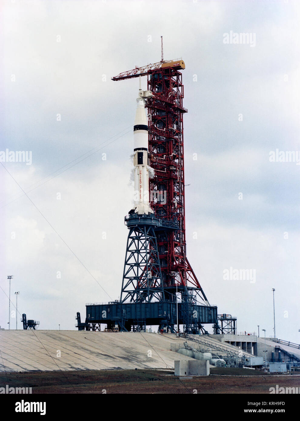 Une vue générale du bloc B, Complexe de lancement 39, Kennedy Space Center Banque D'Images