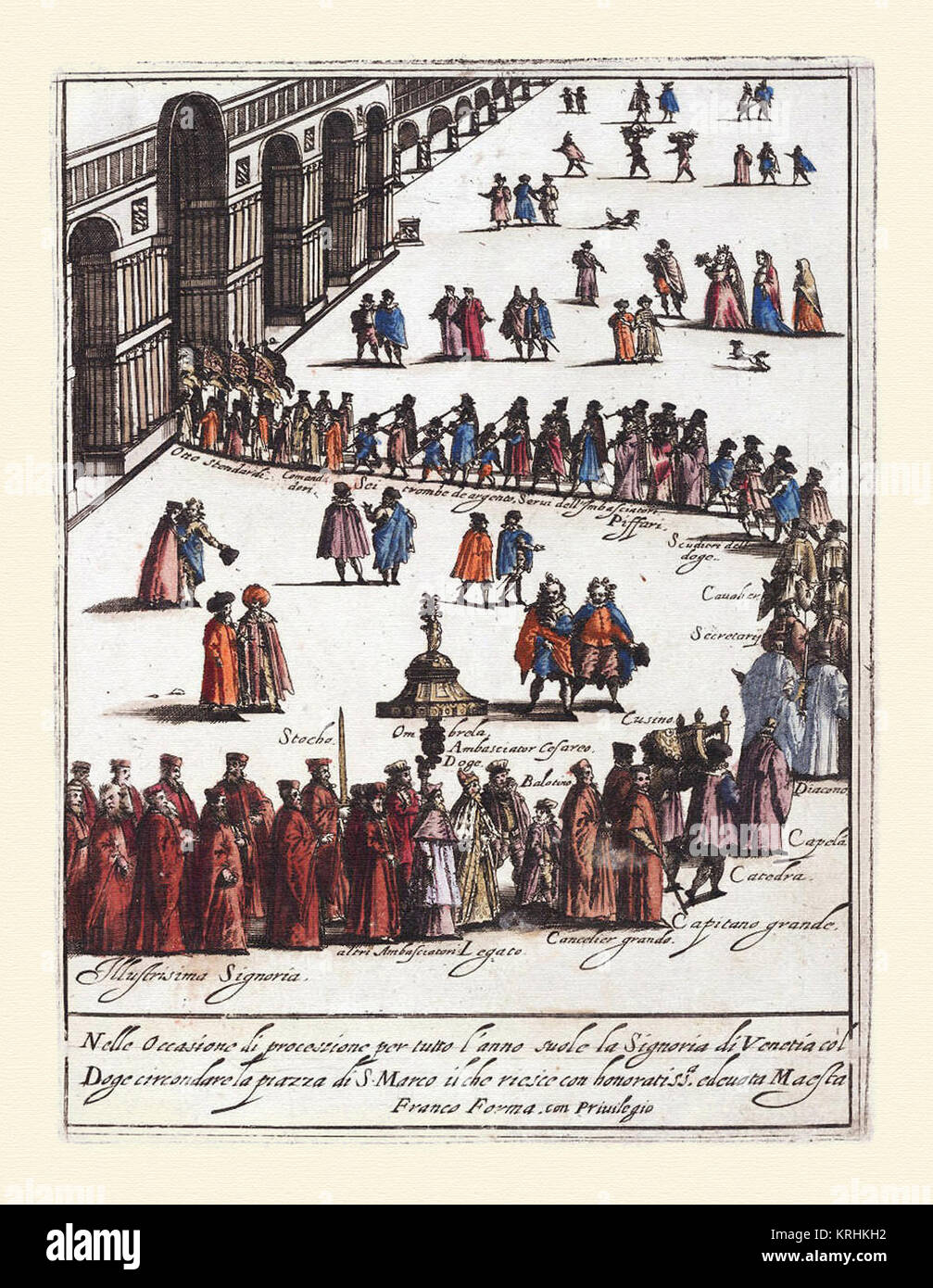 Procesion anuel en la Plaza de San Marcos de Venecia-Habiti hvomeni d'et donne venetiane 1609 Banque D'Images