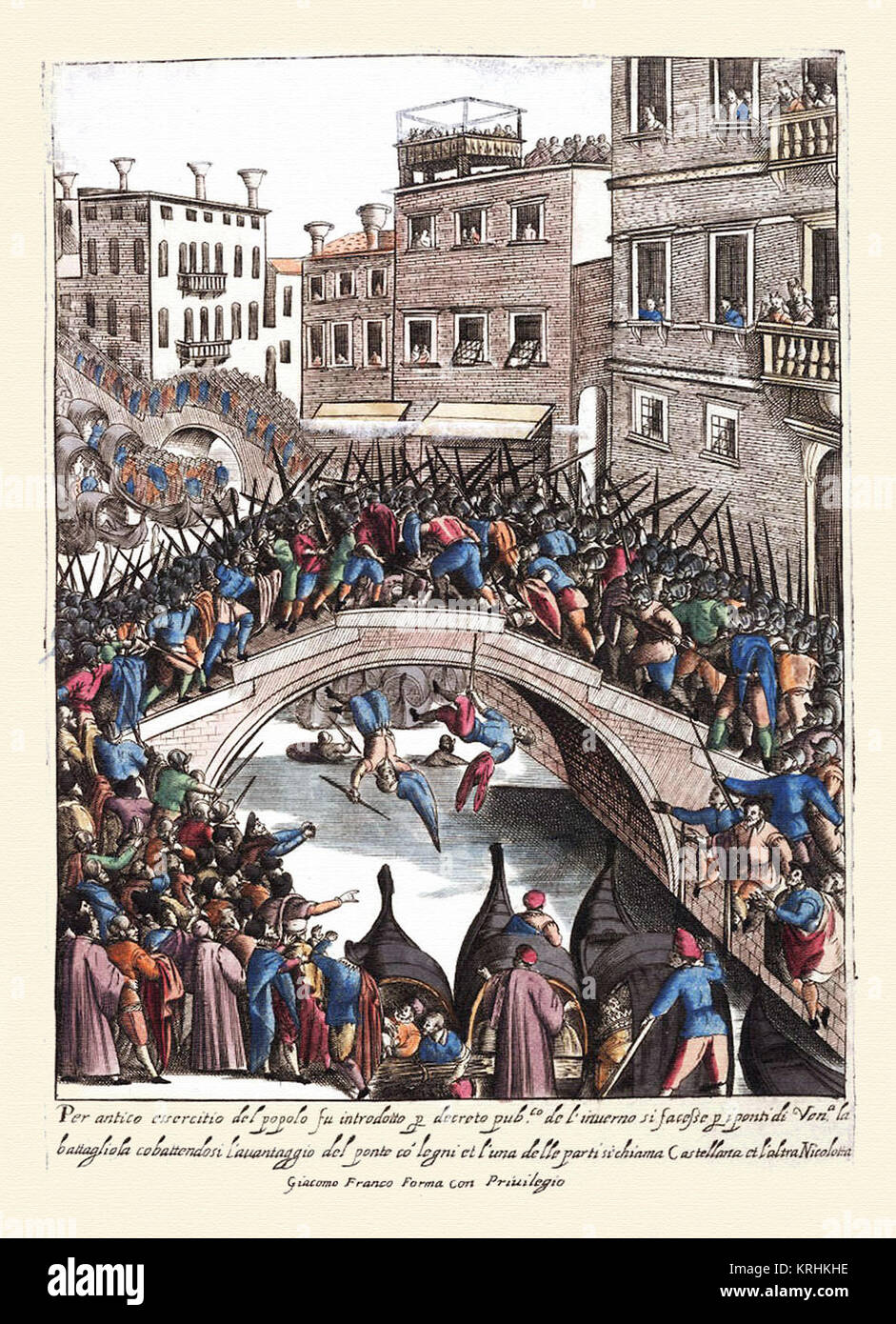 Fiesta de la batalla populaires reside para los puentes de Venecia-Habiti hvomeni d'et donne venetiane 1609 Banque D'Images