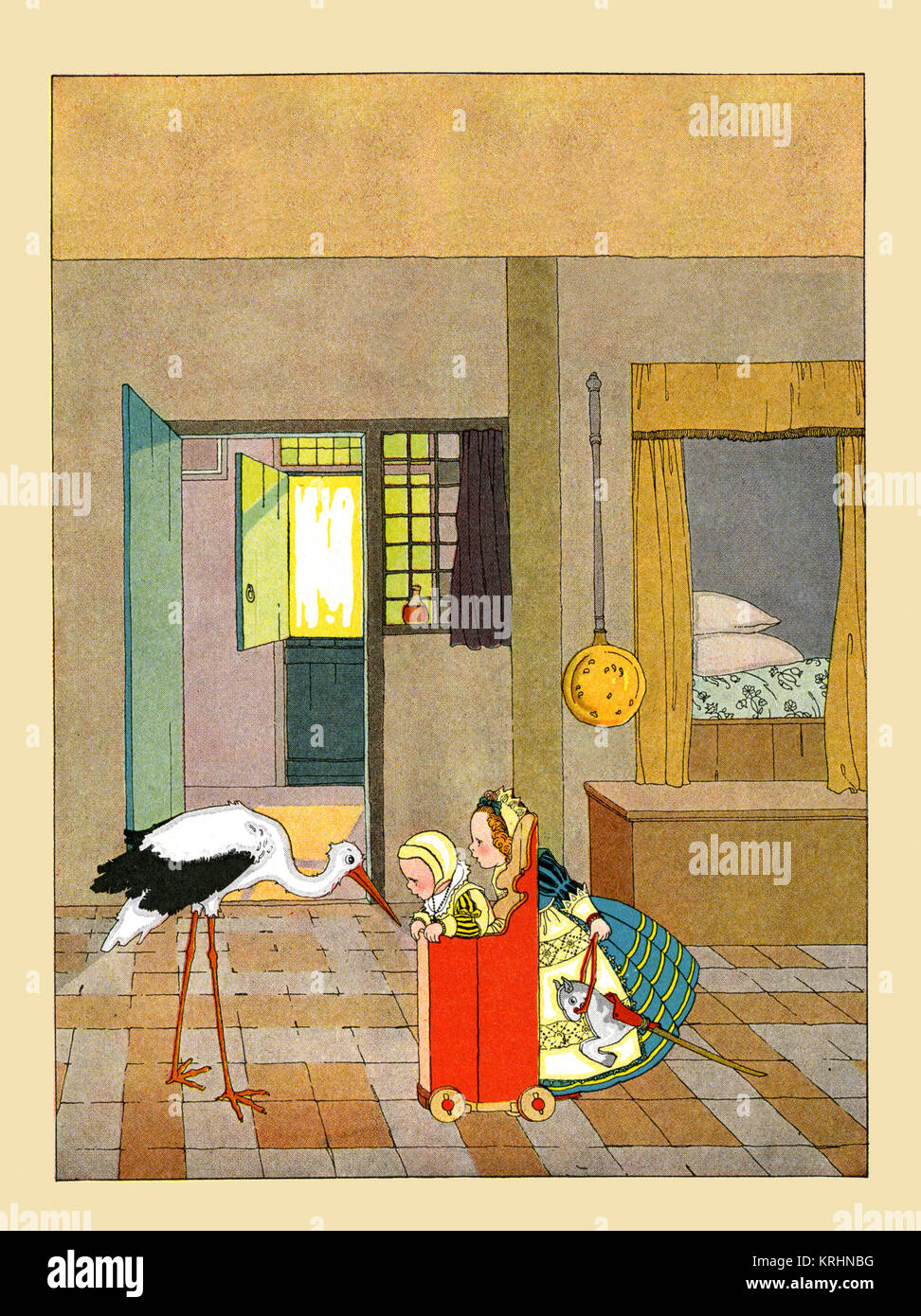 Stork aime les bébés de petits et grands Banque D'Images