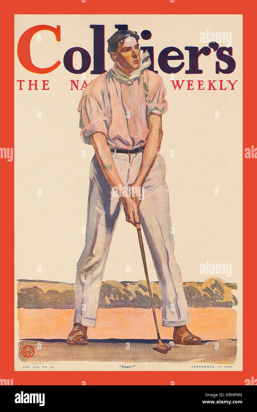 Un homme se tient prêt à frapper une balle de golf. Banque D'Images