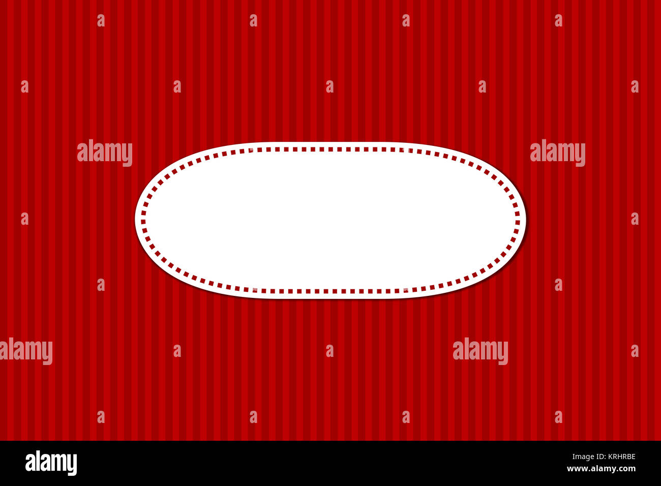Gestreifte Weihnachtskarte Rot mit ovalem Textfreiraum Banque D'Images