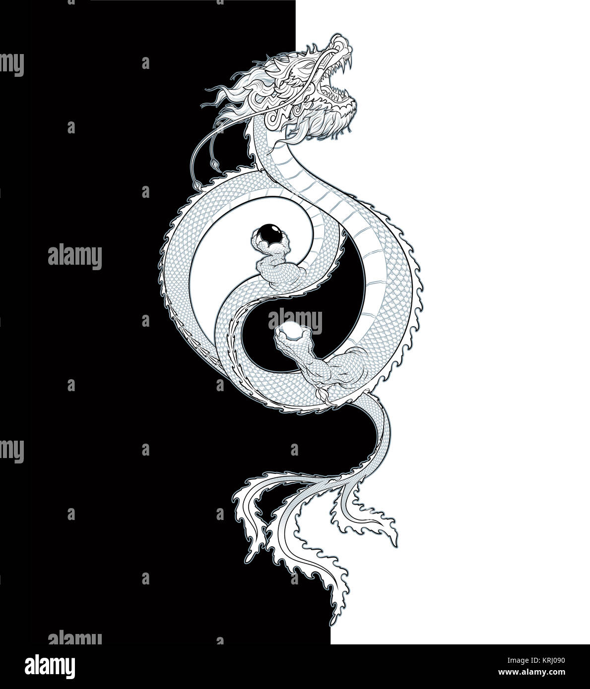 Yin-Yang Dragon Oriental Banque D'Images