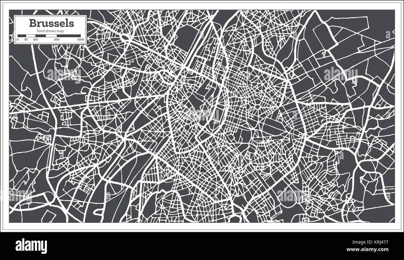 Bruxelles Belgique Carte en style rétro. Vector Illustration. Une carte de Noël. Illustration de Vecteur