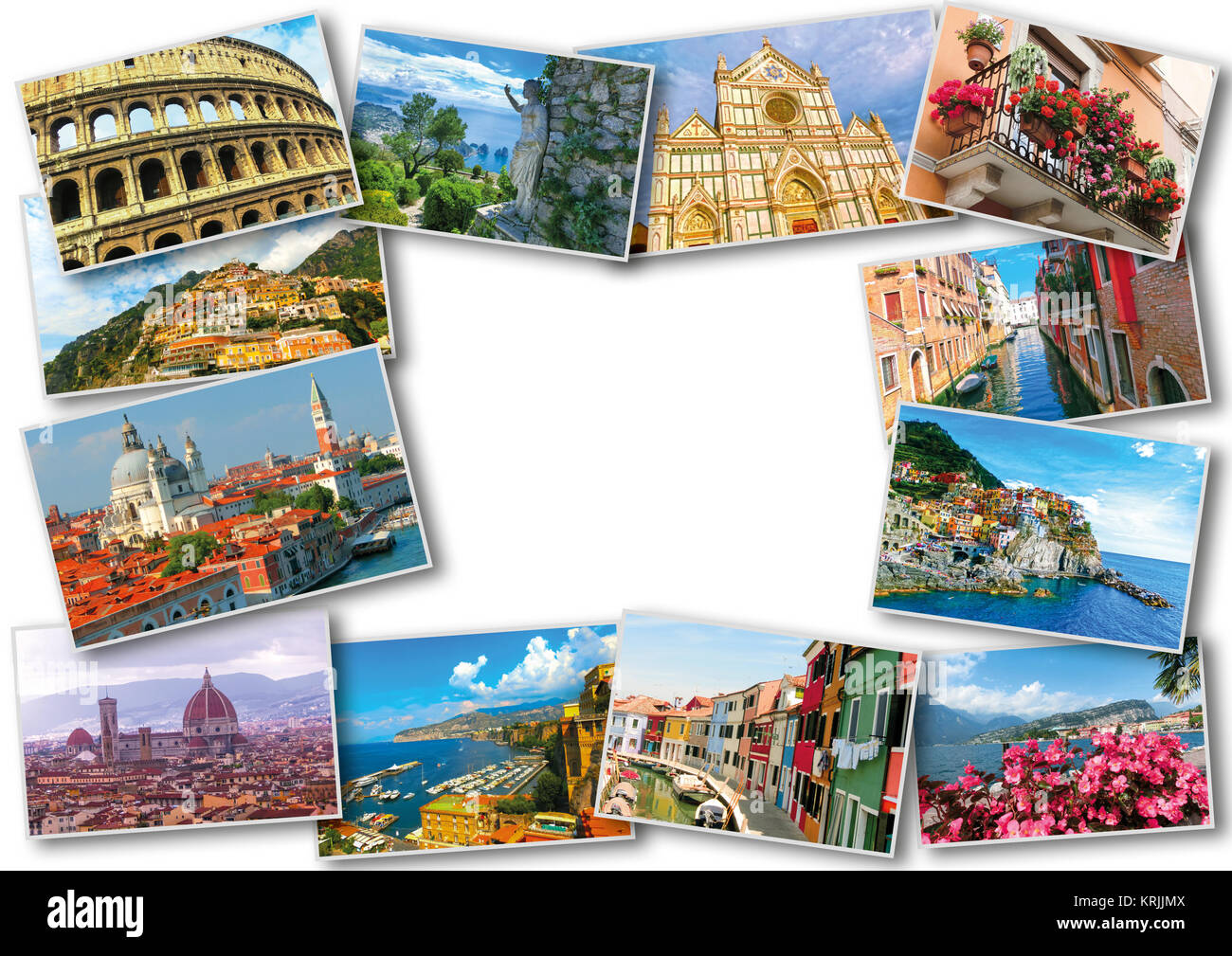 Collage à partir de photos de l'Italie sur fond blanc Banque D'Images