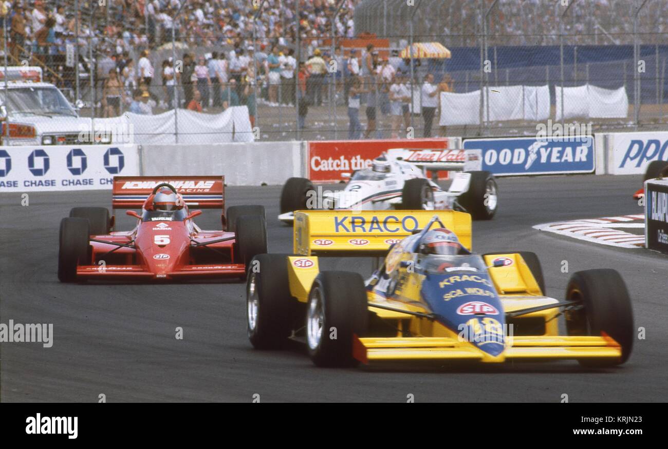 Les voitures Indy at the Meadowlands (NJ), Grand Prix 1988. Banque D'Images