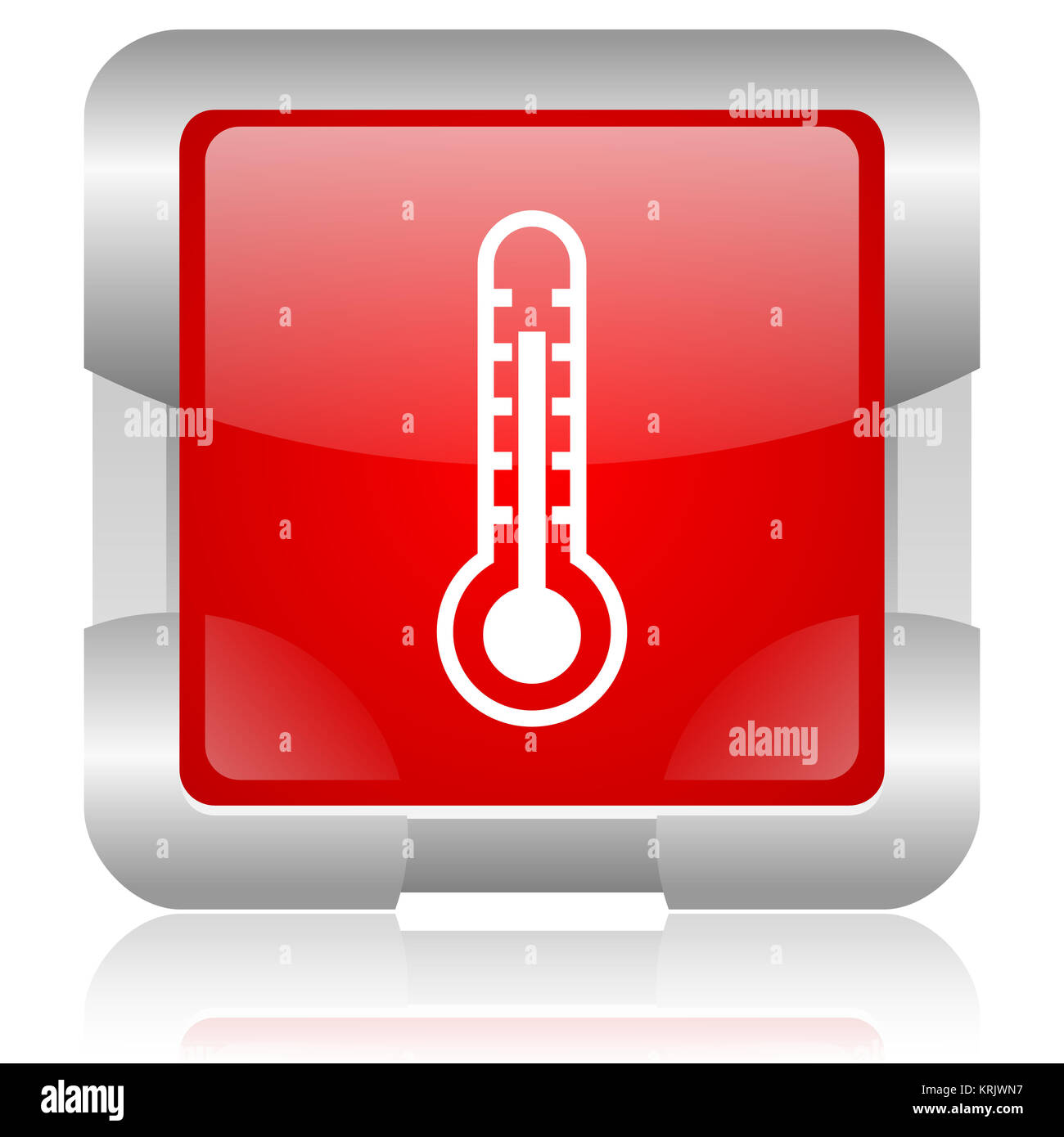 Oryginal moderne carré rouge sur l'icône internet et brillant avec de l'acier frontière sur fond blanc Banque D'Images