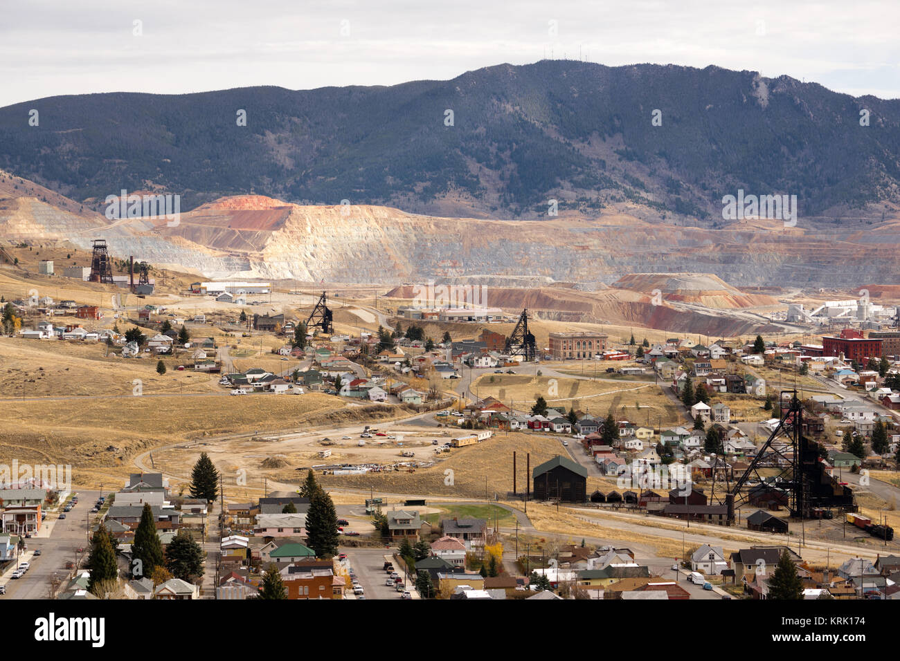 Activités minières Maisons Équipement Walkerville Butte Montana USA Banque D'Images