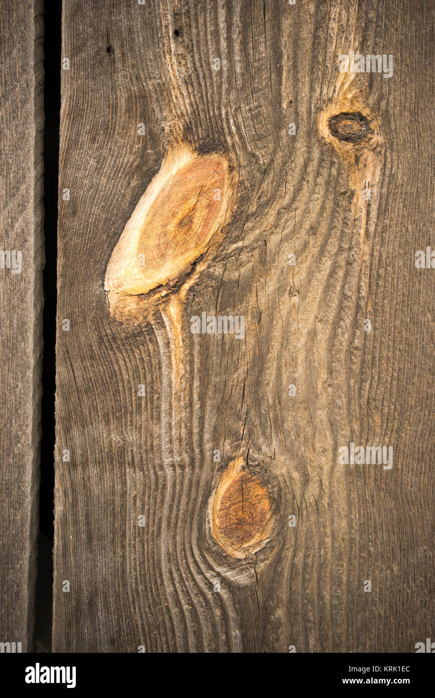 Weathered Barn Wall Wood Grain Plank Noeud Orange Banque D'Images